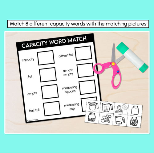 Resource preview 2 for Capacity Word Match – Cut & Paste