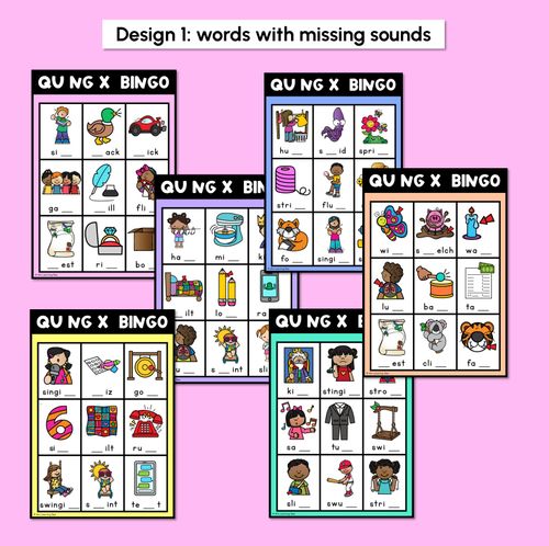 Resource preview 2 for NG, QU, X SOUND BINGO - Ways to spell the consonant digraphs