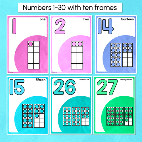 Resource preview 2 for Number Posters 1-30 - Watercolour Rainbow - The Kutopia Collection