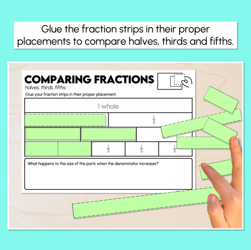 Resource preview 2 for Comparing Fractions - Halves, Thirds, Fifths - Fractions Activity