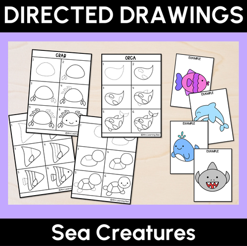 Sea Creatures - Directed Drawing Templates - Mrs Learning Bee