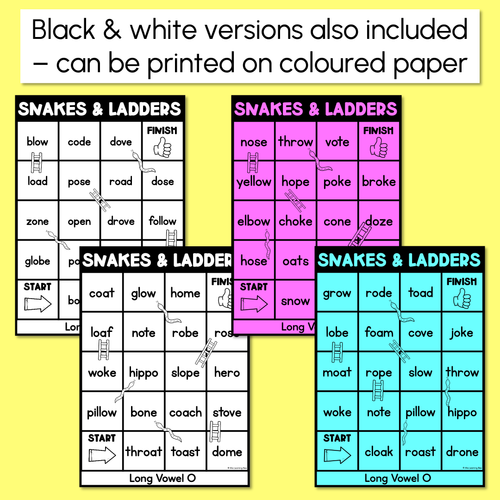 Resource preview 3 for Phonics Game for LONG O Words - Snakes & Ladders