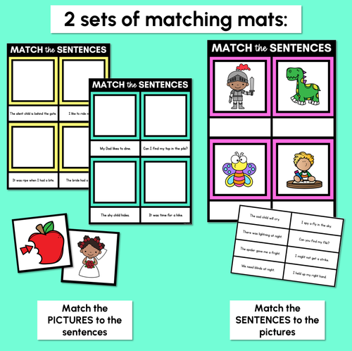 Resource preview 3 for Long Vowel I Decodable Sentences Mats - Read & Match