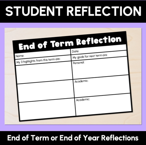Resource preview 1 for End of Term & End of Year Student Reflection Templates