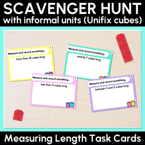 Measuring Length with Informal Units (Unifix Cubes) - Scavenger Hunt Task Cards