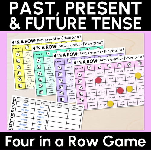 Resource preview 1 for Past, Present & Future Tense - Four in a Row Game