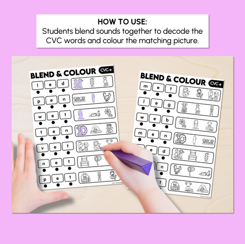 Resource preview 2 for Blend & Colour - CVC E Words Blending Worksheets