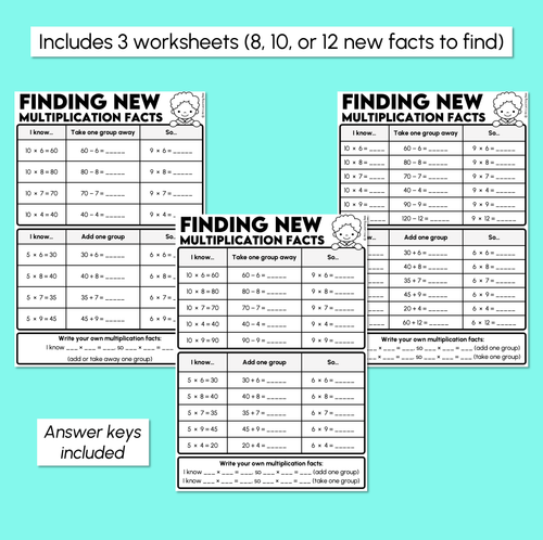 Resource preview 3 for Multiplication Facts - Finding New Multiplication Facts Worksheets