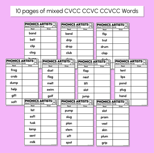 Resource preview 3 for Phonics Artists - Mixed CVCC CCVC Words - Decodable Words Activity 