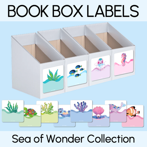 Resource preview 1 for Editable Book Box Labels - Sea of Wonder Collection - Calming Classroom Decor