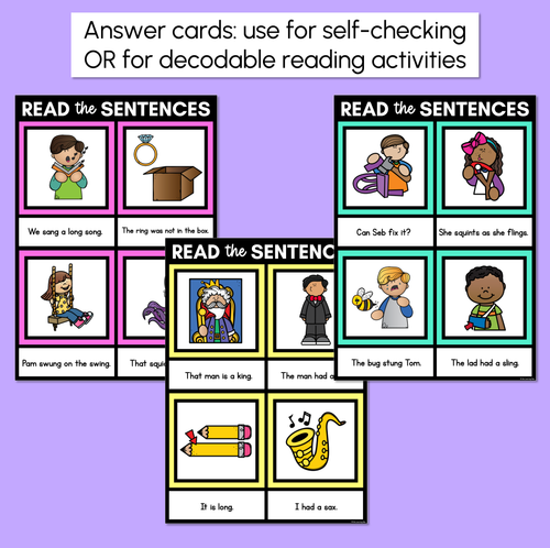 Resource preview 4 for QU NG X Decodable Sentences Mats - Read & Match