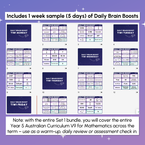 Resource preview 2 for Year 5 Maths Review - Daily Brain Boosts - Sample Set