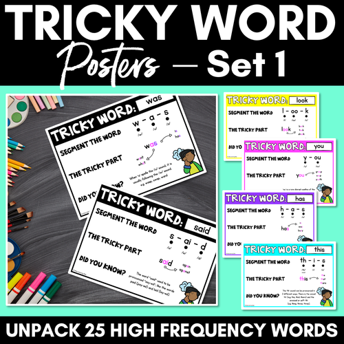 Resource preview 1 for High Frequency Heart Word Posters SET 1 - WORDS WITH TRICKY SPELLINGS