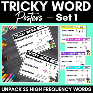 High Frequency Heart Word Posters SET 1 - WORDS WITH TRICKY SPELLINGS