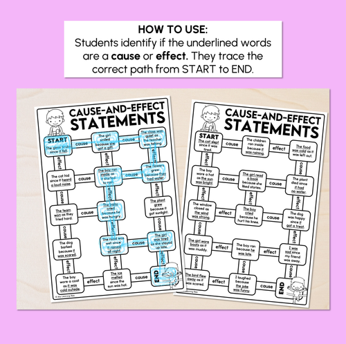 Resource preview 2 for Cause-and-effect Statements Maze Race