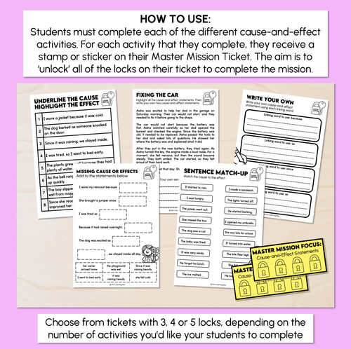 Resource preview 2 for Cause-and-effect Statements - Master Mission Activity