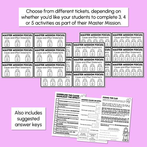 Resource preview 4 for Cause-and-effect Statements - Master Mission Activity