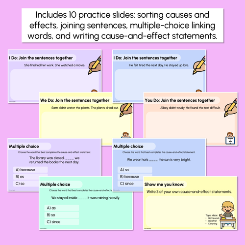 Resource preview 3 for Cause-and-effect Statements Explicit Teaching Slides