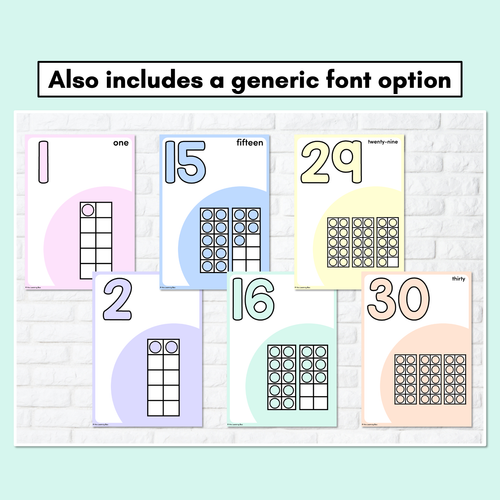 Resource preview 3 for PASTEL CLASSROOM DECOR - Number Posters 1-30