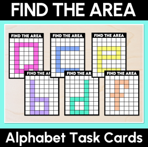 Find the Area – Alphabet Task Cards