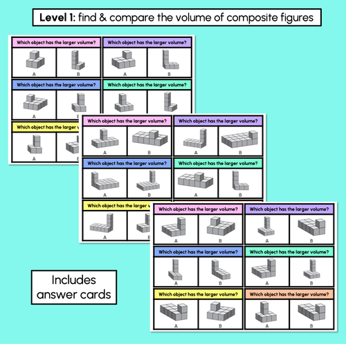 Resource preview 2 for Volume Clip Cards – Identify the Larger Volume