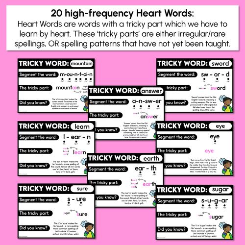 Resource preview 3 for High Frequency Heart Word Posters SET 7 - WORDS WITH TRICKY SPELLINGS