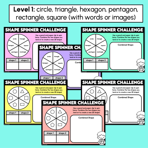 Resource preview 3 for Combining 2D Shapes - Spinner Challenge Mats