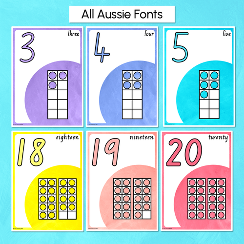 Resource preview 3 for Number Posters 1-30 - Watercolour Rainbow - The Kutopia Collection