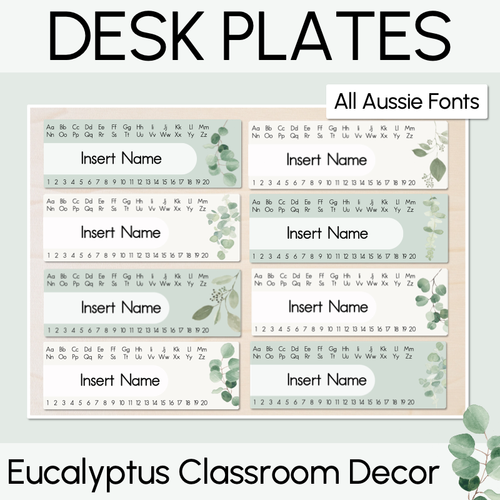 Resource preview 1 for Student Desk Plates - The Eucalyptus Edit - Eucalyptus Classroom Decor