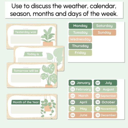 Resource preview 3 for Calendar & Weather Display - The Greenhouse Collection - Natural Classroom Decor