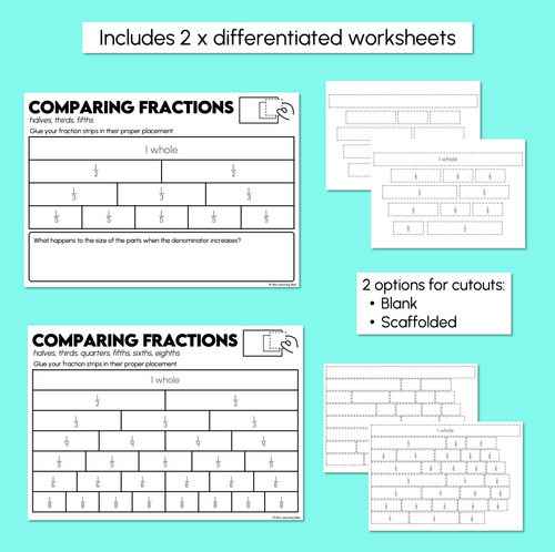 Resource preview 3 for Comparing Fractions - Halves, Thirds, Fifths - Fractions Activity