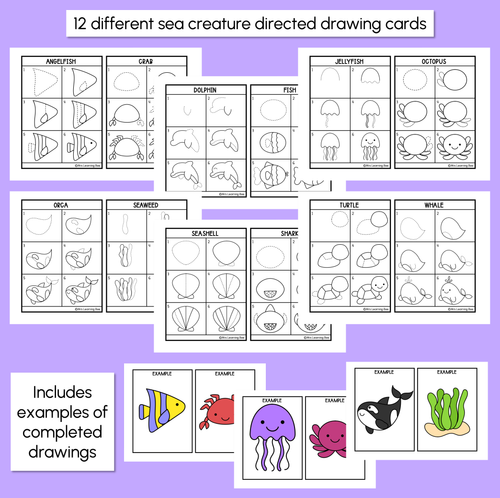 Resource preview 2 for Sea Creatures - Directed Drawing Templates