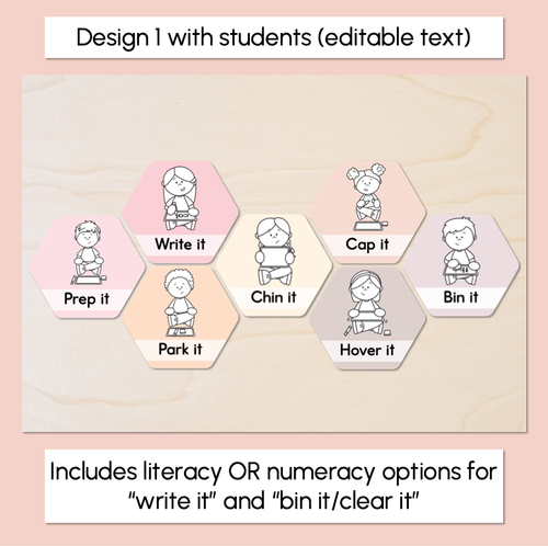 Resource preview 2 for Whiteboard Expectations - Editable Neutral Hexagons - Instructional Signs
