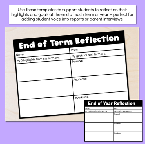 Resource preview 2 for End of Term & End of Year Student Reflection Templates