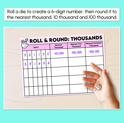 Resource preview 2 for Roll & Round - Rounding to the Nearest Thousands Mats