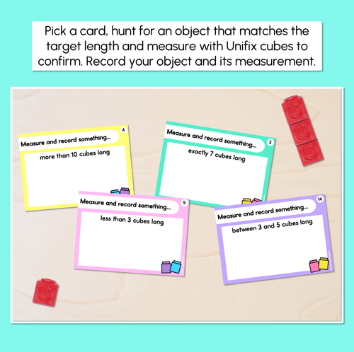 Resource preview 2 for Measuring Length with Informal Units (Unifix Cubes) - Scavenger Hunt Task Cards