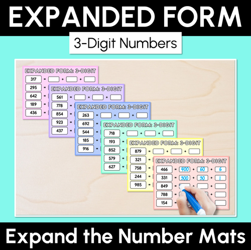Resource preview 1 for Expand the Number Mats - 3-Digit Numbers Expanded Form