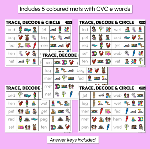 Resource preview 3 for Trace, Decode & Circle - CVC E Words - Decodable Word Mats