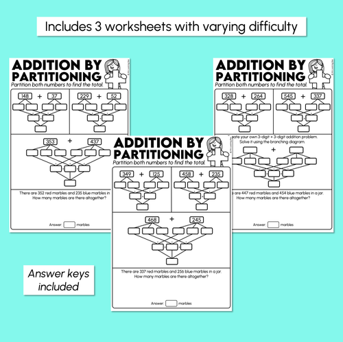 Resource preview 3 for Addition by Partitioning & Regrouping Worksheets