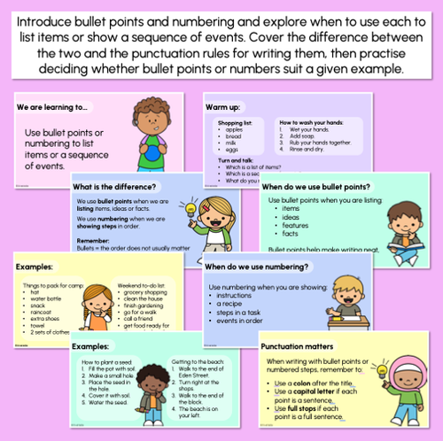 Resource preview 2 for Bullet Points & Number Lists Explicit Teaching Slides