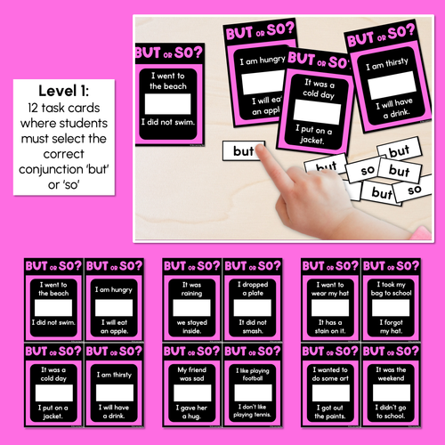 Resource preview 2 for BUT or SO - Conjunction Task Cards - VCOP aligned