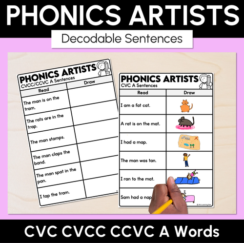 Resource preview 12 for Phonics Artists - CVC CVCC CCVC Decodable Words & Sentences Complete Bundle