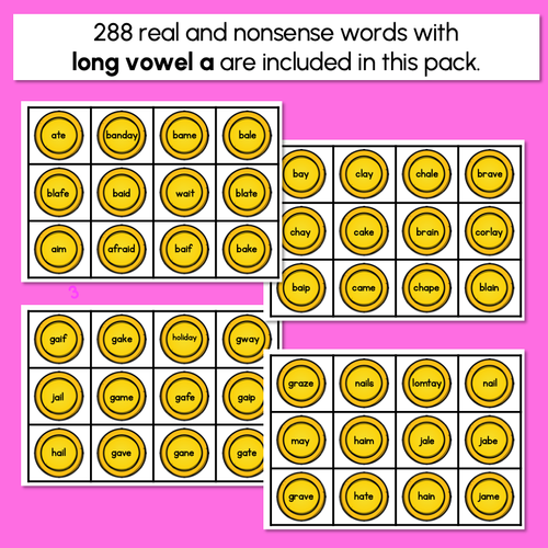 Resource preview 3 for Real and Nonsense Long Vowel A Words - Phonics Game - BURIED TREASURE