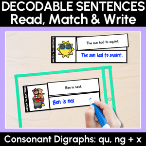 QU NG X Decodable Sentences - Read, Match & Write