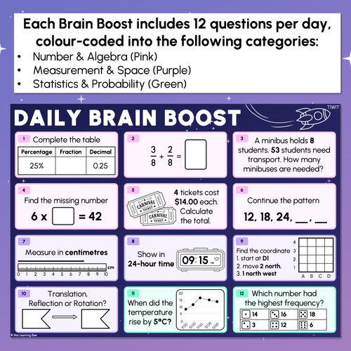 Resource preview 3 for Year 5 Maths Review - Daily Brain Boosts - Sample Set