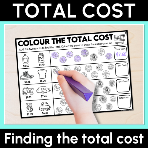 Resource preview 1 for Colour the Total Cost – Finding the Total Cost Worksheets