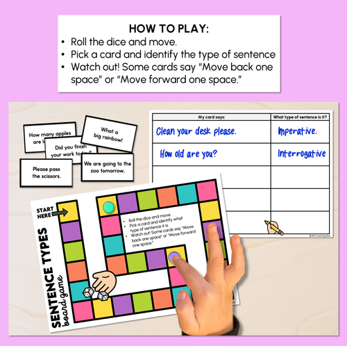 Resource preview 2 for Sentence Types Board Game