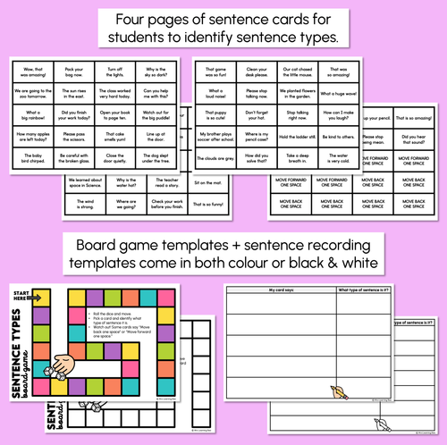 Resource preview 3 for Sentence Types Board Game