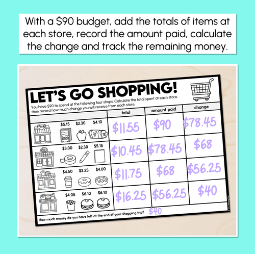 Resource preview 2 for Let’s Go Shopping - Australian Money - Printable Worksheets