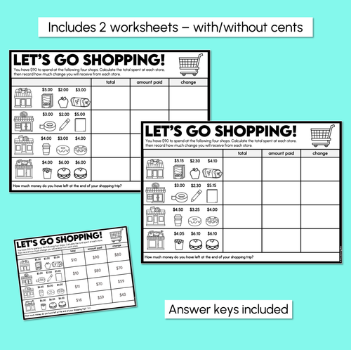 Resource preview 3 for Let’s Go Shopping - Australian Money - Printable Worksheets